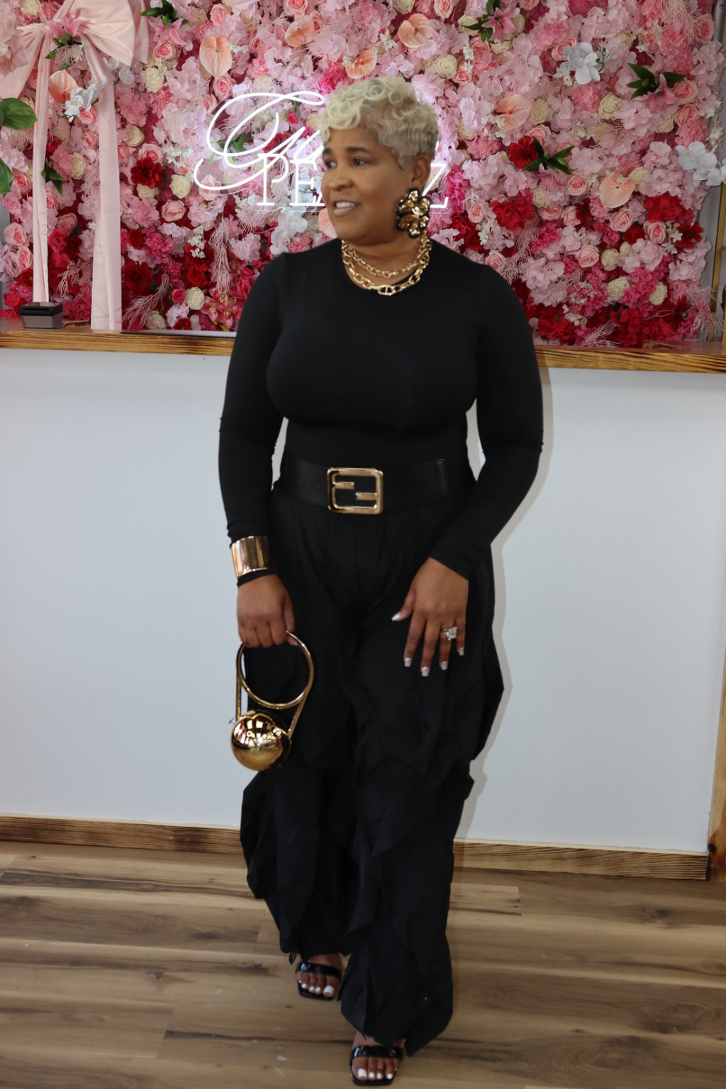 Black Ruffle Baggy Set