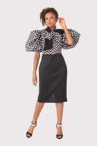 Puff Sleeve Zigzag Dress