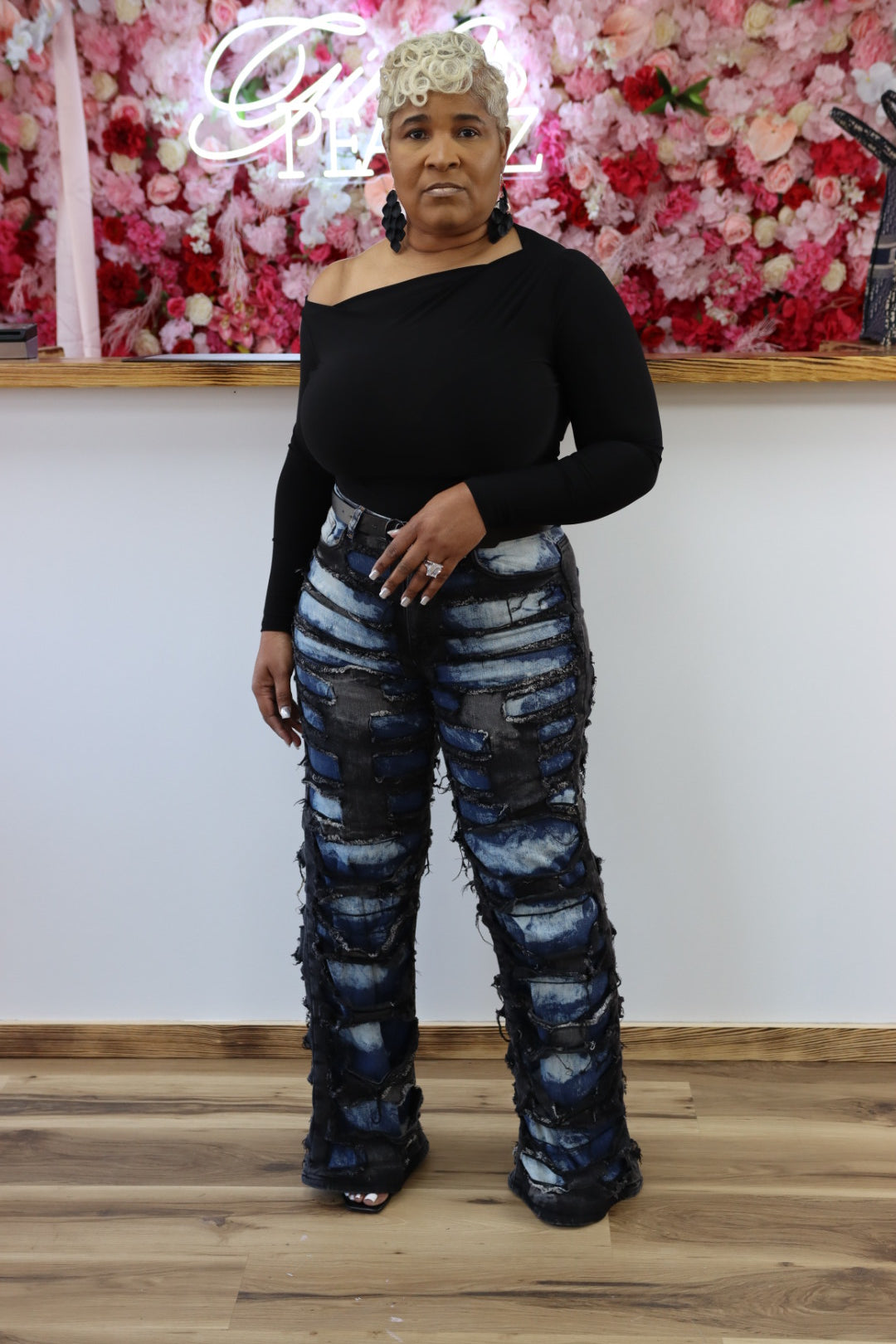 Asymmetrical Black Ruched Ity Top