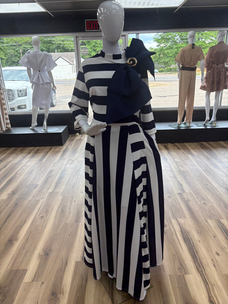 Navy Maxi Strip Dress
