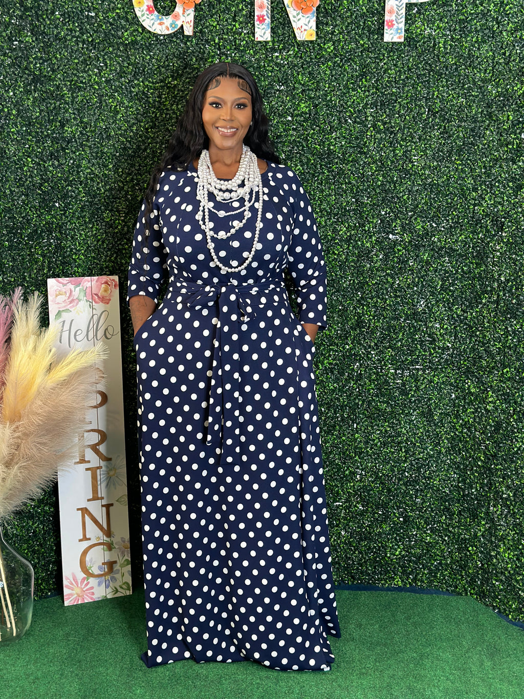 Navy Polka Dot Dress
