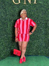 Stripe Pink and Red Short Set