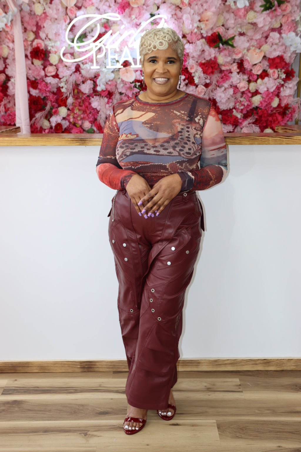 Faux Leather Cargo Pants