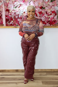 Faux Leather Cargo Pants