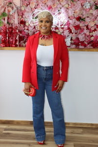 Solid Red Button Jacket