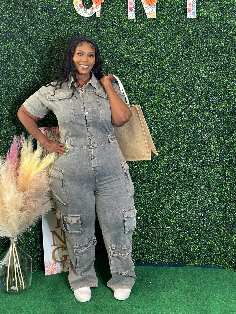 Cargo Denim Jumpsuit