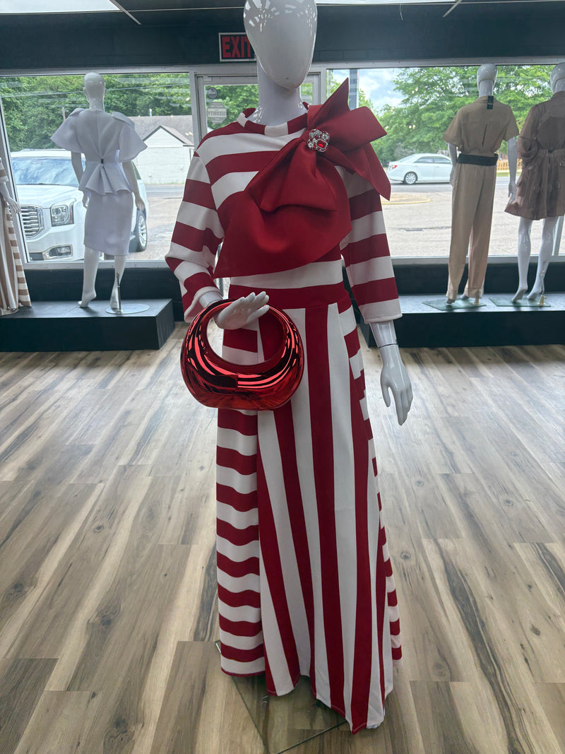 Wine Strip Maxi Dress