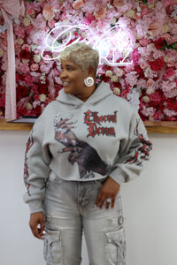 RHINESTONE CROPPED HOODIE