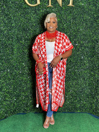 Houndstooth Red Kimono