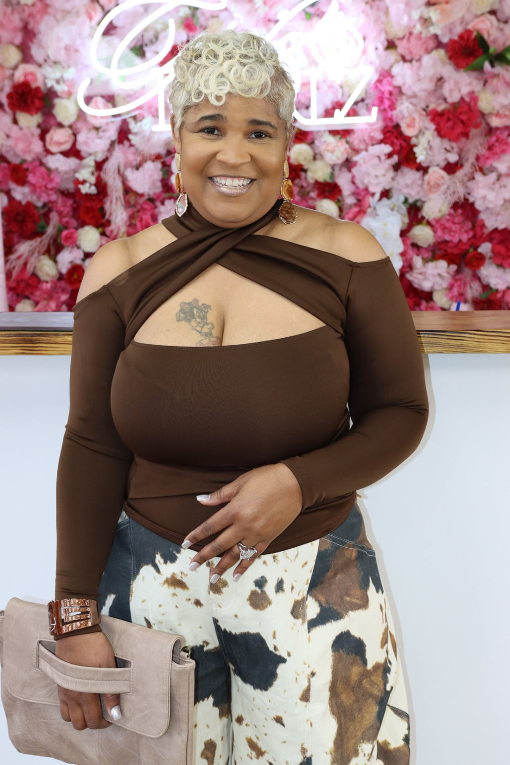 Off Shoulder Halter Neck Top