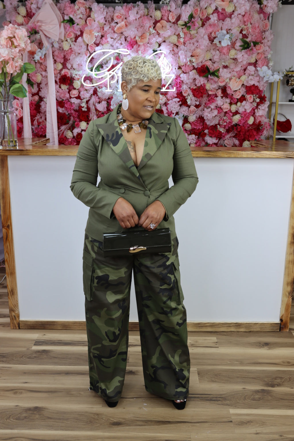 Camo Cargo Trousers Suit