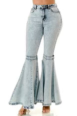 Plus Acid Denim Flare Pants