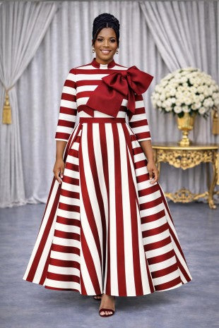 Wine Strip Maxi Dress